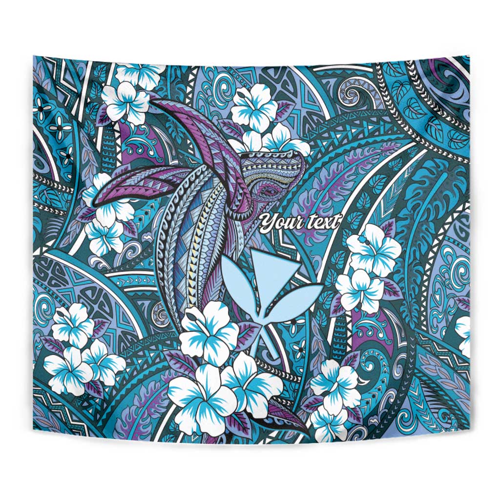Personalised Hawaii Tribal Humpback Whale Tapestry Polu Hibiscus Seamless Pattern