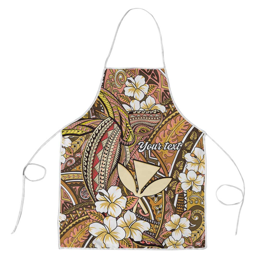Personalised Hawaii Tribal Humpback Whale Apron Melemele Hibiscus Seamless Pattern LT9 Gold - Polynesian Pride