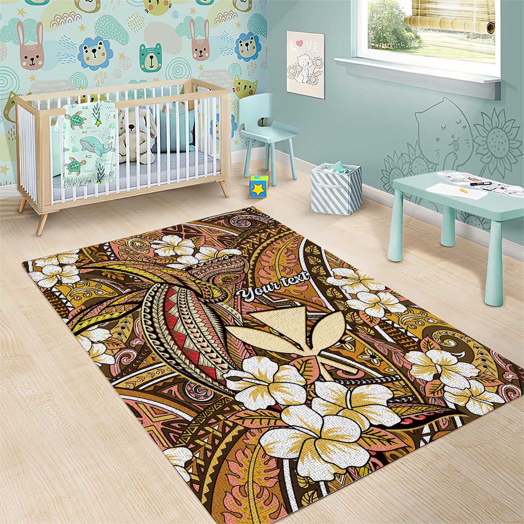 Personalised Hawaii Tribal Humpback Whale Area Rug Melemele Hibiscus Seamless Pattern