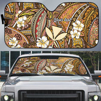 Personalised Hawaii Tribal Humpback Whale Auto Sun Shade Melemele Hibiscus Seamless Pattern