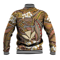 Personalised Hawaii Tribal Humpback Whale Baseball Jacket Melemele Hibiscus Seamless Pattern