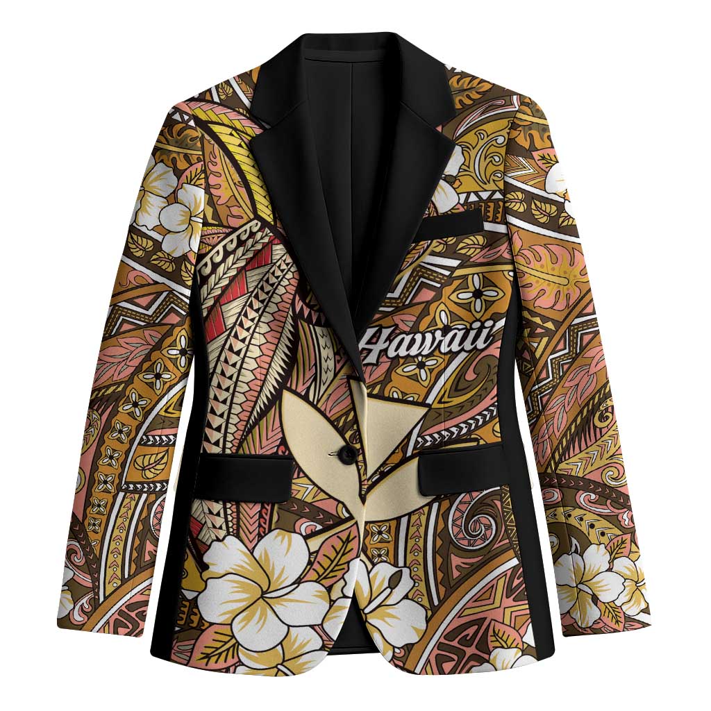 Personalised Hawaii Tribal Humpback Whale Blazer Melemele Hibiscus Seamless Pattern