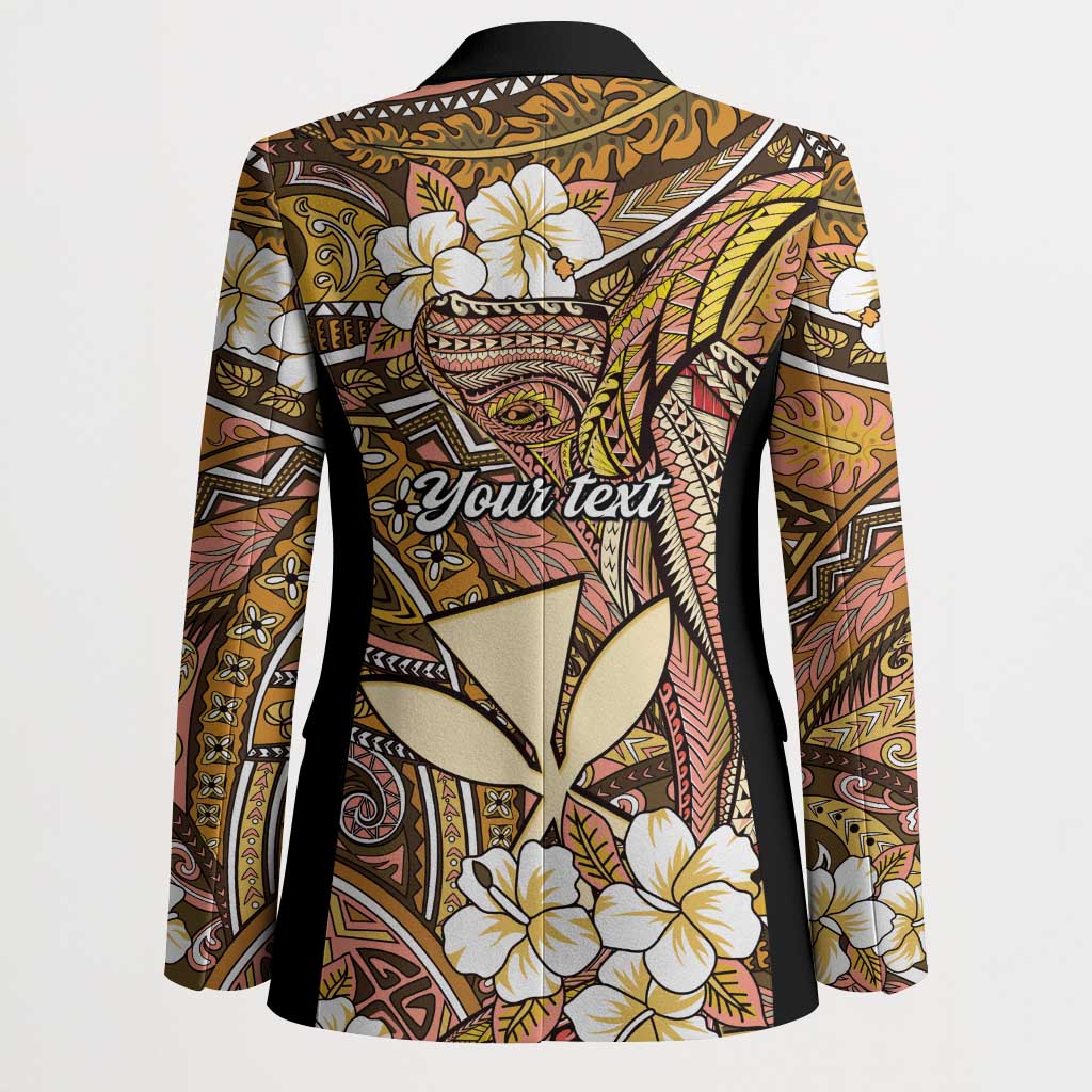 Personalised Hawaii Tribal Humpback Whale Blazer Melemele Hibiscus Seamless Pattern