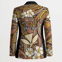 Personalised Hawaii Tribal Humpback Whale Blazer Melemele Hibiscus Seamless Pattern