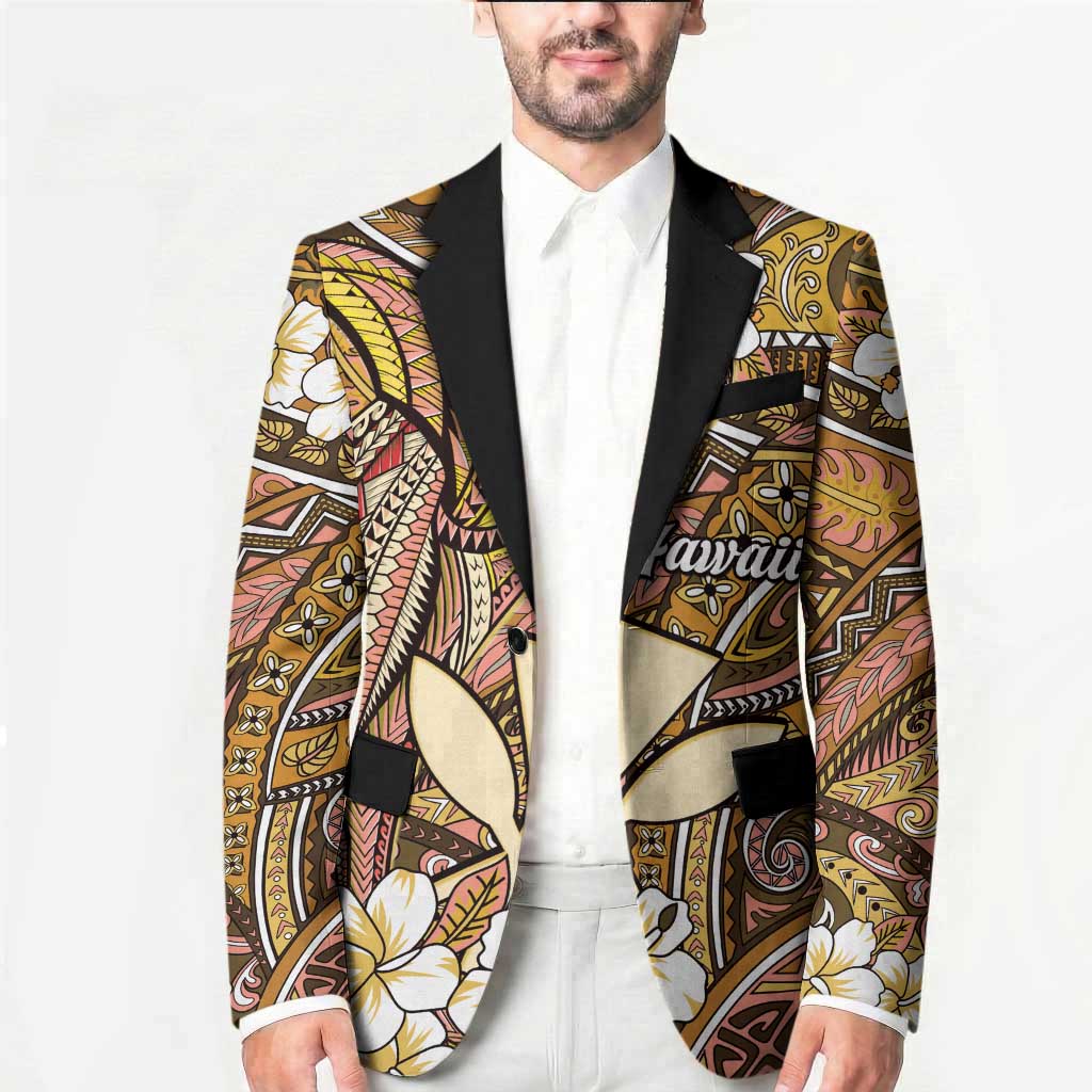 Personalised Hawaii Tribal Humpback Whale Blazer Melemele Hibiscus Seamless Pattern