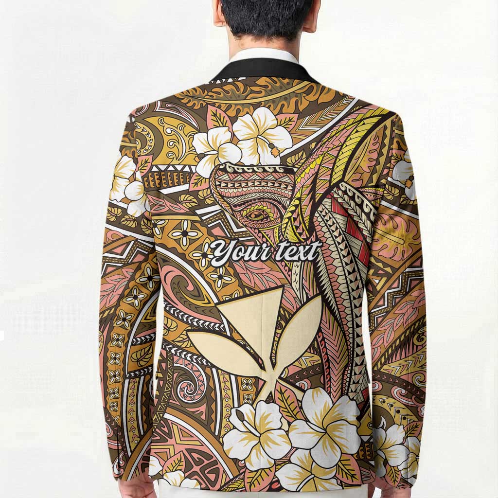 Personalised Hawaii Tribal Humpback Whale Blazer Melemele Hibiscus Seamless Pattern