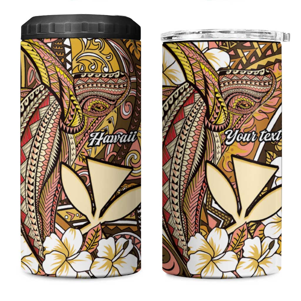 Personalised Hawaii Tribal Humpback Whale 4 in 1 Can Cooler Tumbler Melemele Hibiscus Seamless Pattern