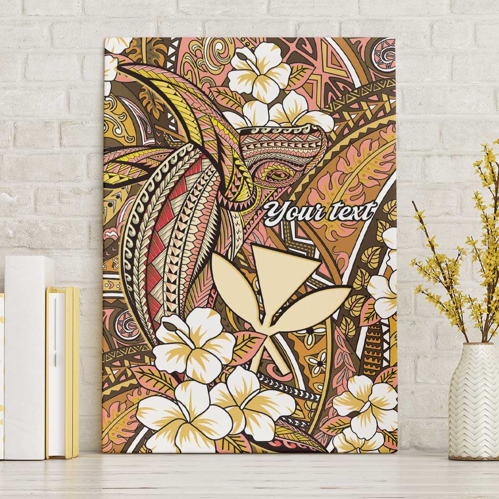 Personalised Hawaii Tribal Humpback Whale Canvas Wall Art Melemele Hibiscus Seamless Pattern