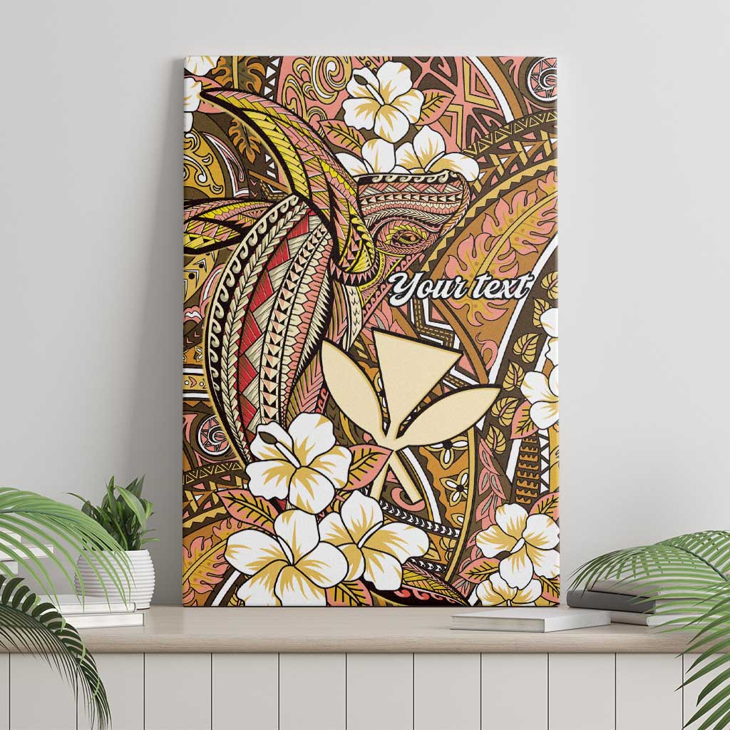 Personalised Hawaii Tribal Humpback Whale Canvas Wall Art Melemele Hibiscus Seamless Pattern