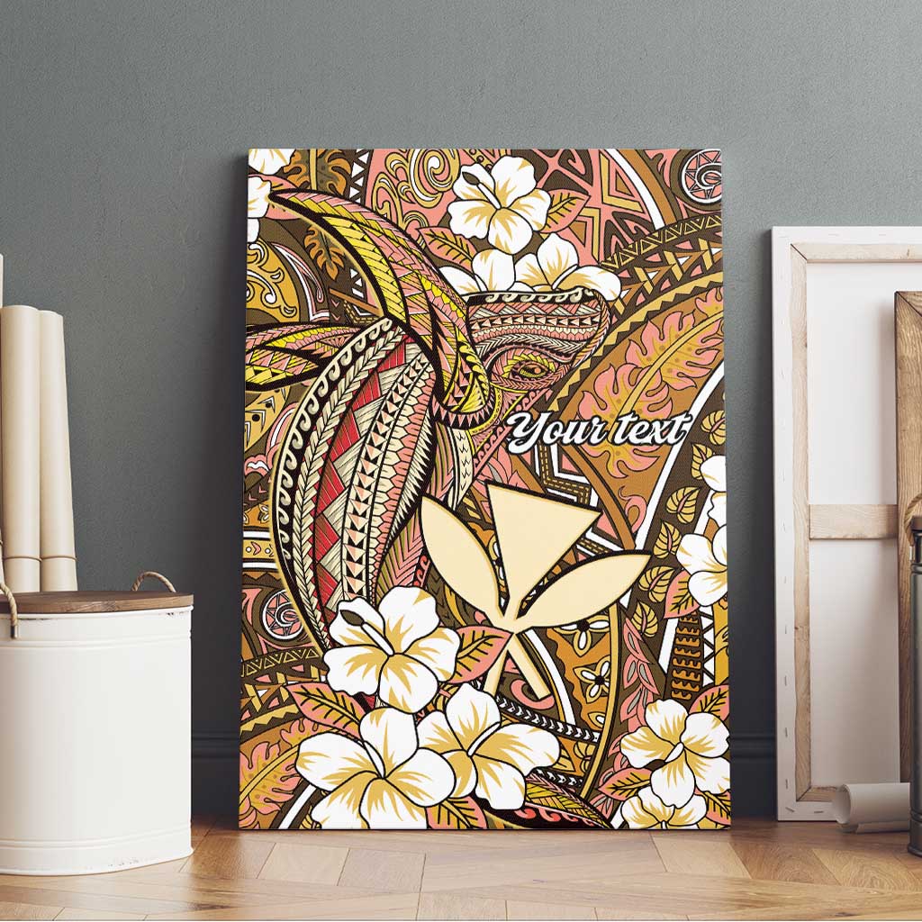 Personalised Hawaii Tribal Humpback Whale Canvas Wall Art Melemele Hibiscus Seamless Pattern
