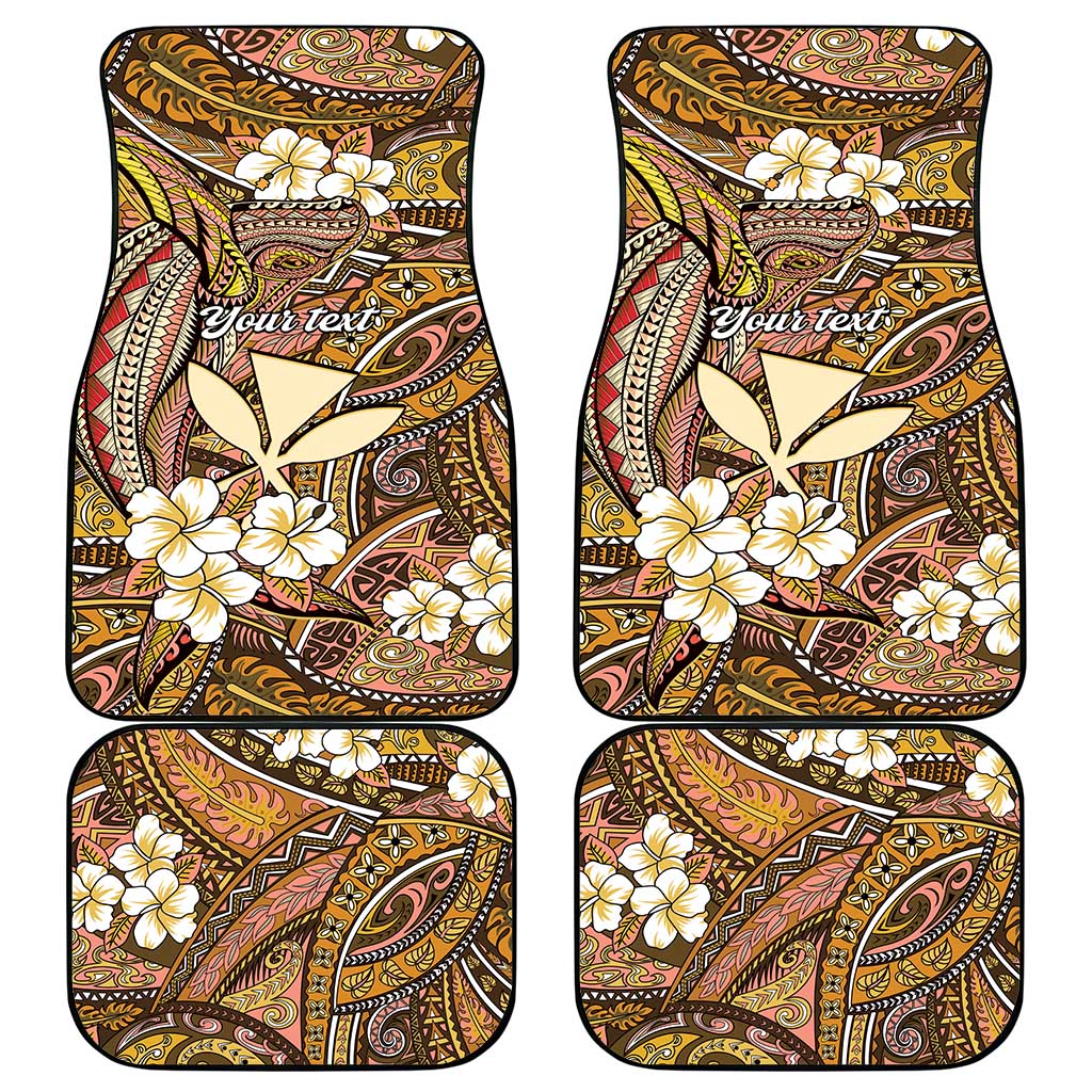Personalised Hawaii Tribal Humpback Whale Car Mats Melemele Hibiscus Seamless Pattern