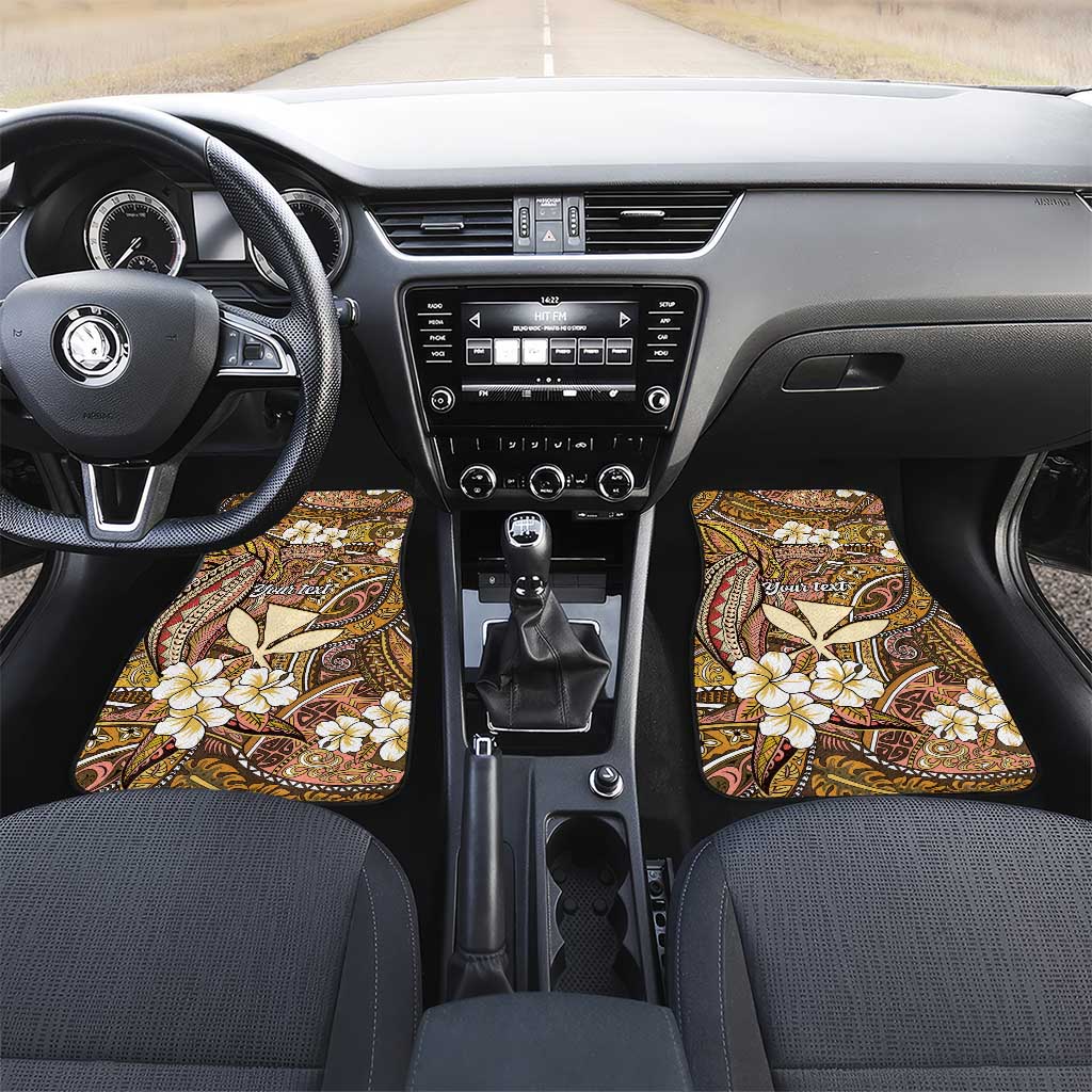 Personalised Hawaii Tribal Humpback Whale Car Mats Melemele Hibiscus Seamless Pattern