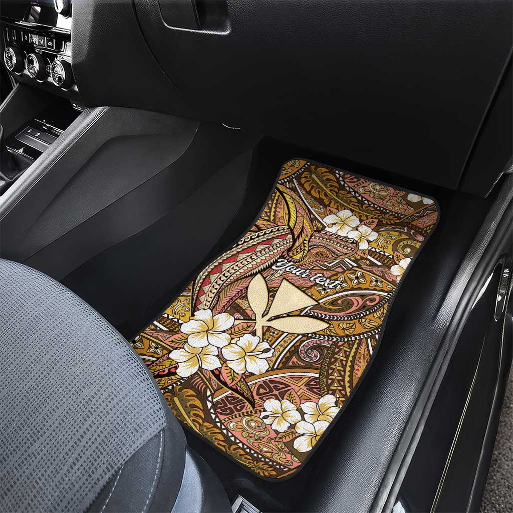 Personalised Hawaii Tribal Humpback Whale Car Mats Melemele Hibiscus Seamless Pattern