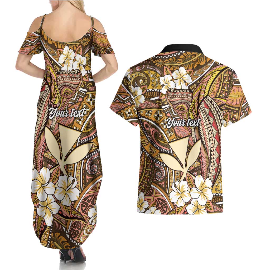 Personalised Hawaii Tribal Humpback Whale Couples Matching Summer Maxi Dress and Hawaiian Shirt Melemele Hibiscus Seamless Pattern LT9 - Polynesian Pride