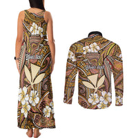 Personalised Hawaii Tribal Humpback Whale Couples Matching Tank Maxi Dress and Long Sleeve Button Shirt Melemele Hibiscus Seamless Pattern LT9 - Polynesian Pride