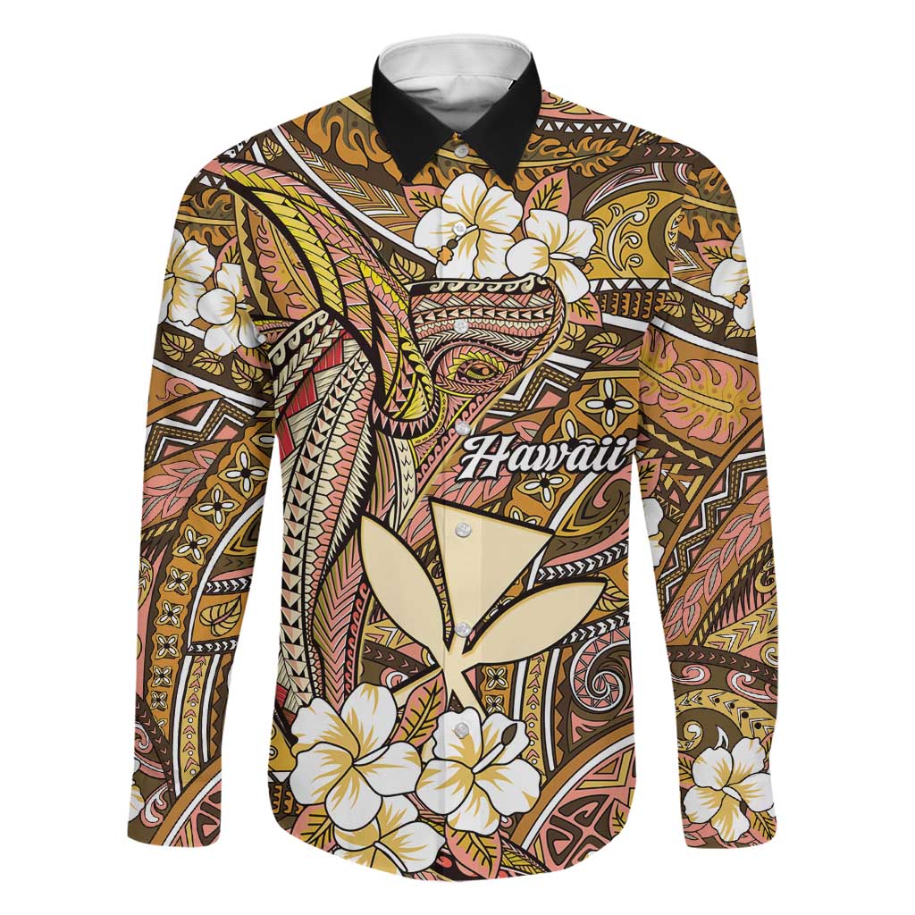 Personalised Hawaii Tribal Humpback Whale Family Matching Mermaid Dress and Hawaiian Shirt Melemele Hibiscus Seamless Pattern