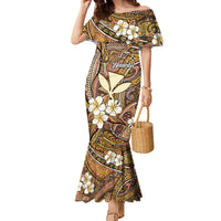Personalised Hawaii Tribal Humpback Whale Family Matching Mermaid Dress and Hawaiian Shirt Melemele Hibiscus Seamless Pattern
