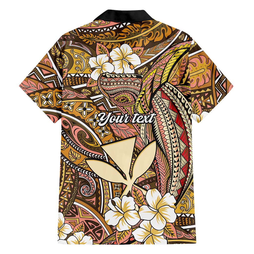 Personalised Hawaii Tribal Humpback Whale Family Matching Off The Shoulder Long Sleeve Dress and Hawaiian Shirt Melemele Hibiscus Seamless Pattern
