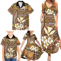 Personalised Hawaii Tribal Humpback Whale Family Matching Summer Maxi Dress and Hawaiian Shirt Melemele Hibiscus Seamless Pattern