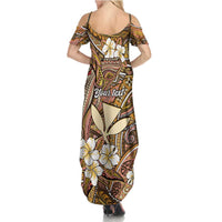 Personalised Hawaii Tribal Humpback Whale Family Matching Summer Maxi Dress and Hawaiian Shirt Melemele Hibiscus Seamless Pattern