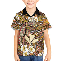 Personalised Hawaii Tribal Humpback Whale Family Matching Summer Maxi Dress and Hawaiian Shirt Melemele Hibiscus Seamless Pattern
