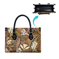 Personalised Hawaii Tribal Humpback Whale Leather Bag Melemele Hibiscus Seamless Pattern