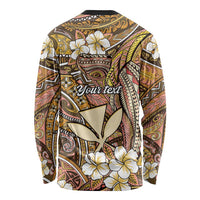 Personalised Hawaii Tribal Humpback Whale Long Sleeve Shirt Melemele Hibiscus Seamless Pattern