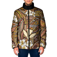 Personalised Hawaii Tribal Humpback Whale Padded Jacket Melemele Hibiscus Seamless Pattern