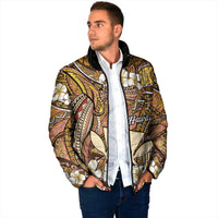 Personalised Hawaii Tribal Humpback Whale Padded Jacket Melemele Hibiscus Seamless Pattern