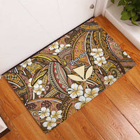 Personalised Hawaii Tribal Humpback Whale Rubber Doormat Melemele Hibiscus Seamless Pattern