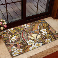 Personalised Hawaii Tribal Humpback Whale Rubber Doormat Melemele Hibiscus Seamless Pattern