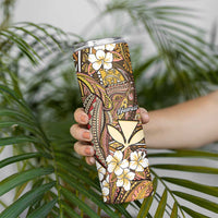 Personalised Hawaii Tribal Humpback Whale Skinny Tumbler Melemele Hibiscus Seamless Pattern