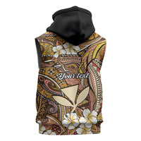 Personalised Hawaii Tribal Humpback Whale Sleeveless Hoodie Melemele Hibiscus Seamless Pattern