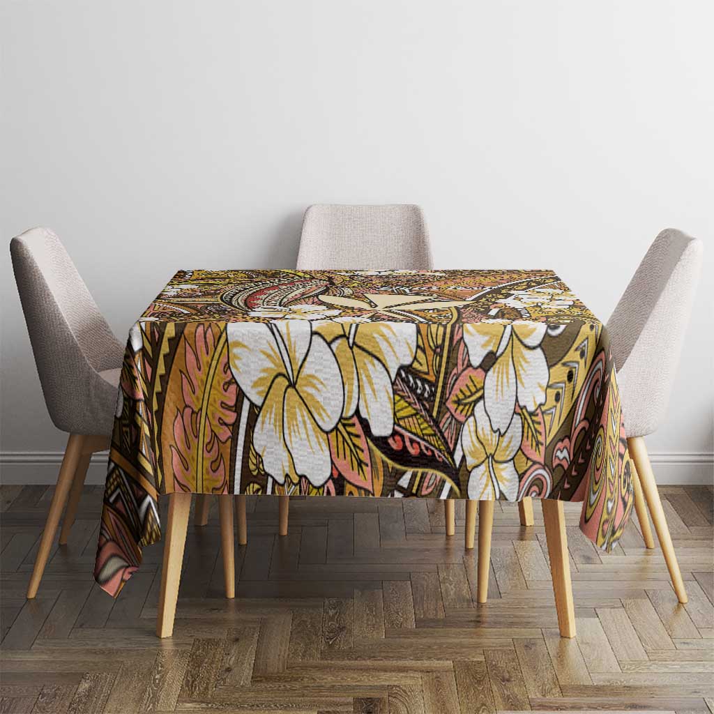 Personalised Hawaii Tribal Humpback Whale Tablecloth Melemele Hibiscus Seamless Pattern