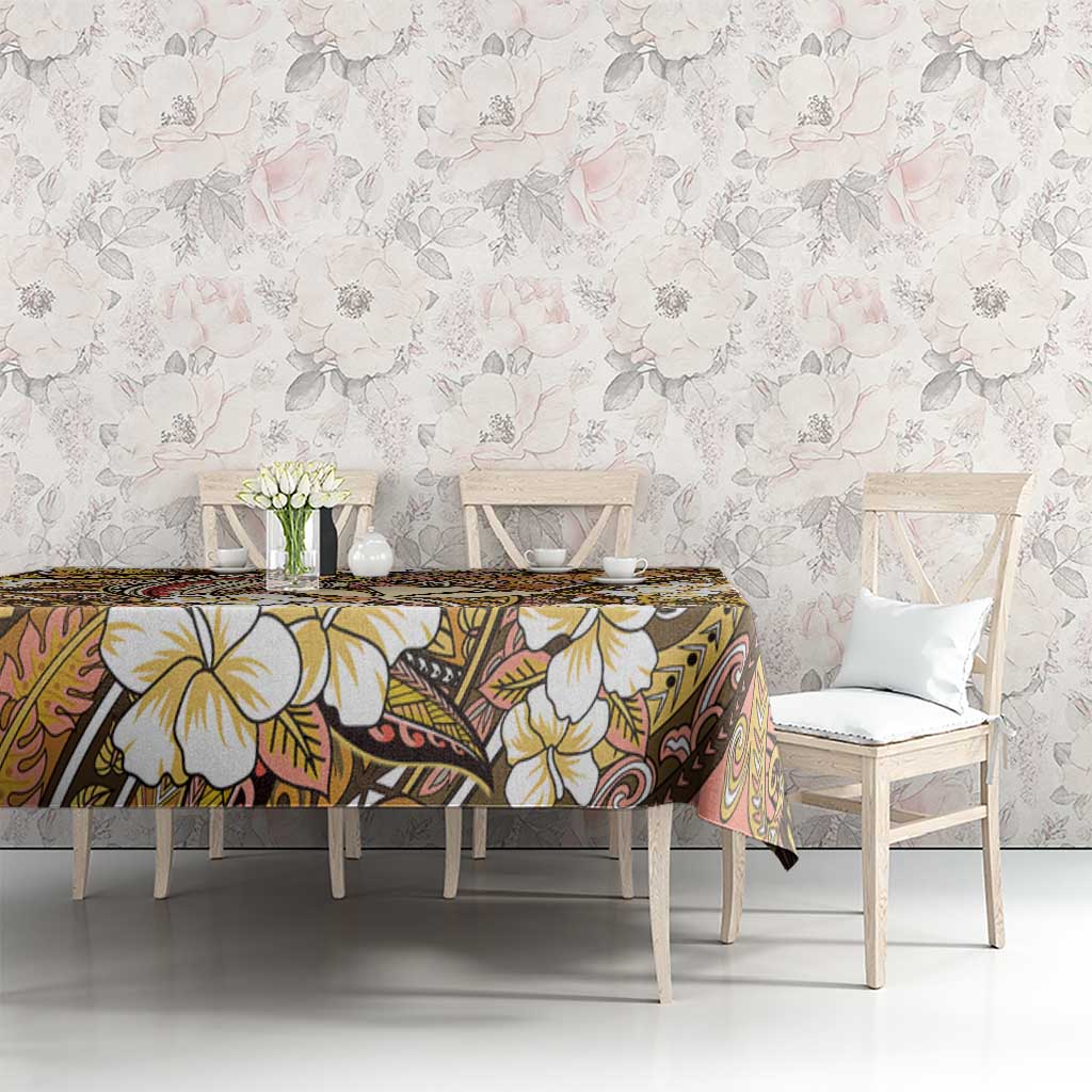 Personalised Hawaii Tribal Humpback Whale Tablecloth Melemele Hibiscus Seamless Pattern
