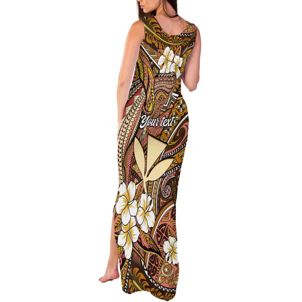 Personalised Hawaii Tribal Humpback Whale Tank Maxi Dress Melemele Hibiscus Seamless Pattern