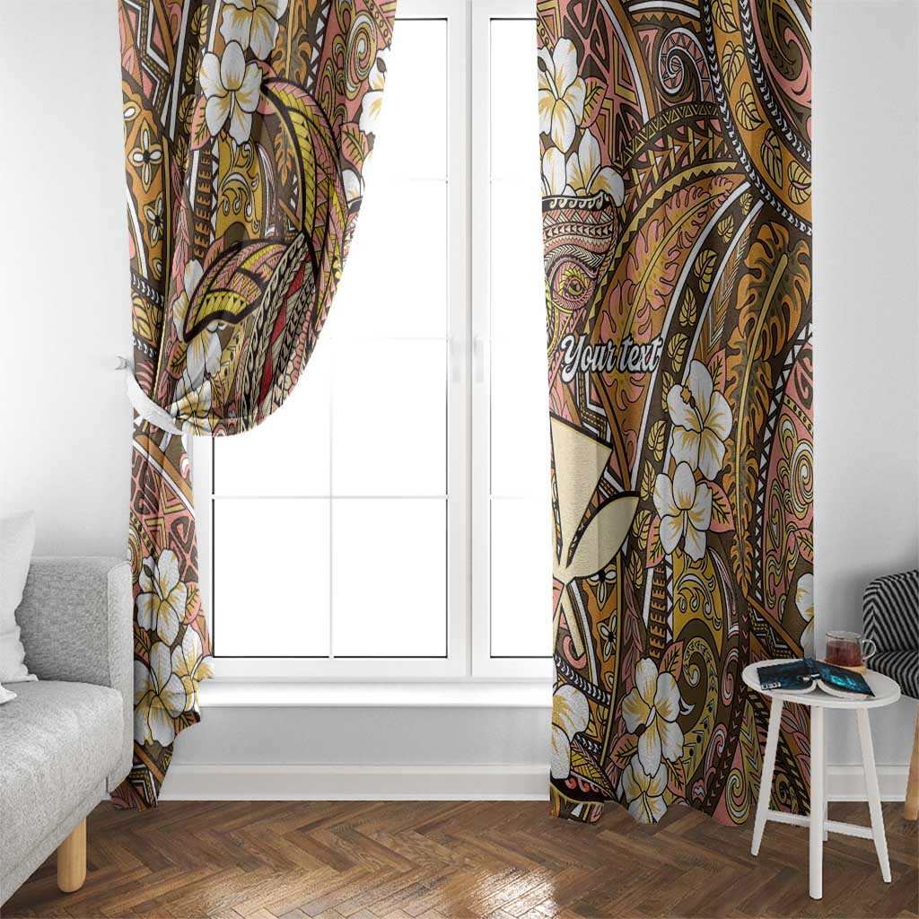 Personalised Hawaii Tribal Humpback Whale Window Curtain Melemele Hibiscus Seamless Pattern