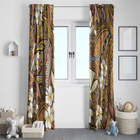 Personalised Hawaii Tribal Humpback Whale Window Curtain Melemele Hibiscus Seamless Pattern