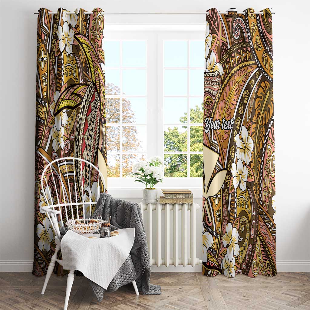 Personalised Hawaii Tribal Humpback Whale Window Curtain Melemele Hibiscus Seamless Pattern
