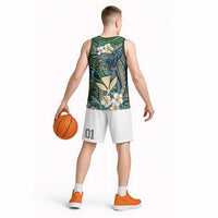 Personalised Hawaii Tribal Humpback Whale Basketball Jersey Omaomao Hibiscus Seamless Pattern