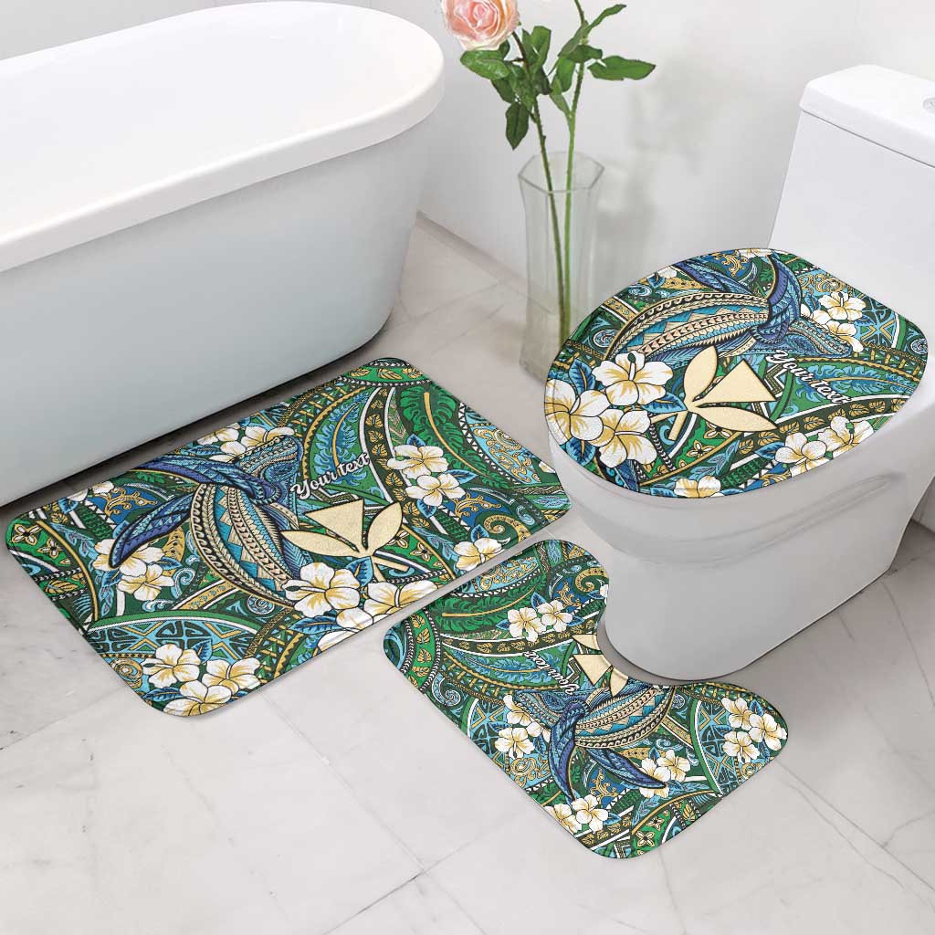 Personalised Hawaii Tribal Humpback Whale Bathroom Set Omaomao Hibiscus Seamless Pattern