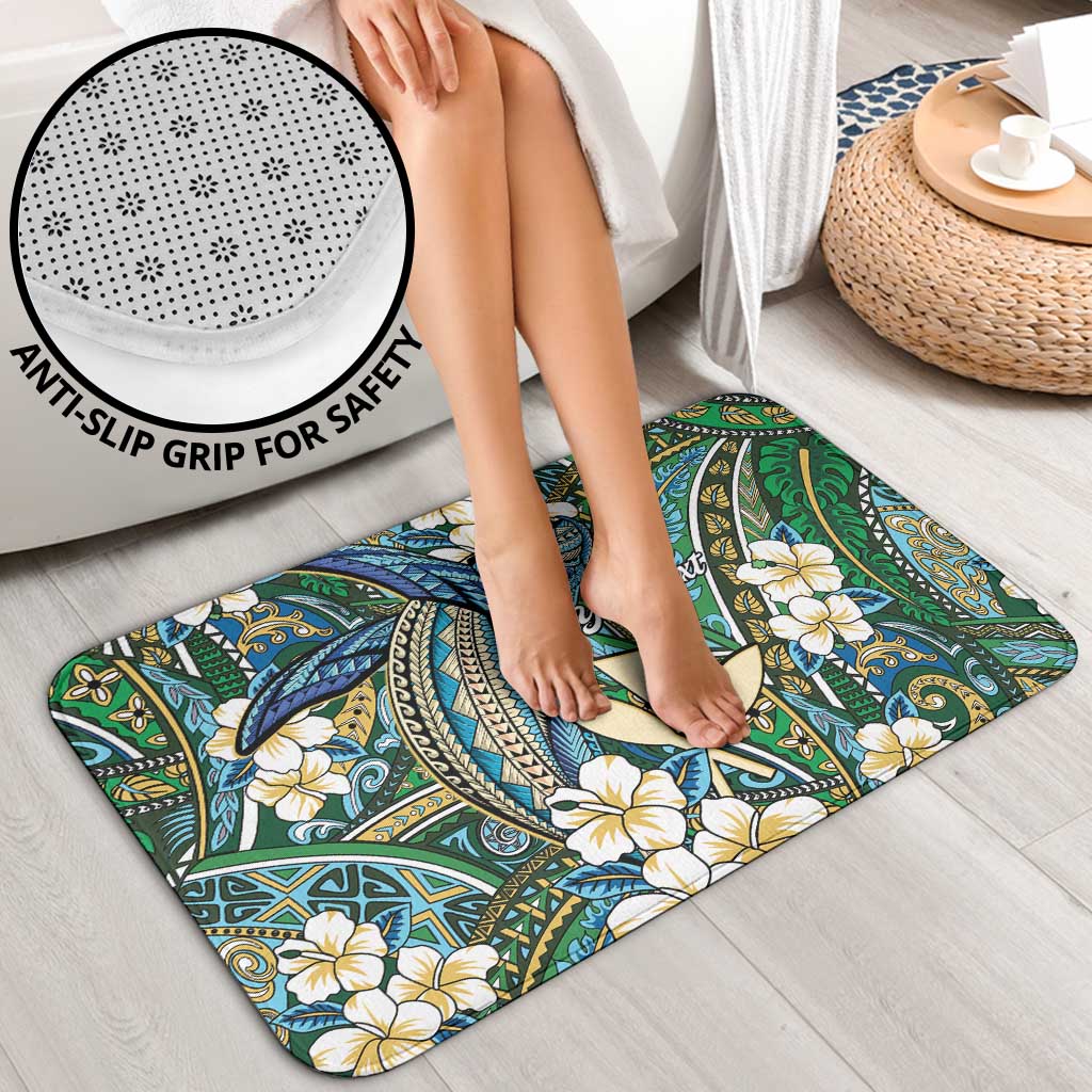 Personalised Hawaii Tribal Humpback Whale Bathroom Set Omaomao Hibiscus Seamless Pattern