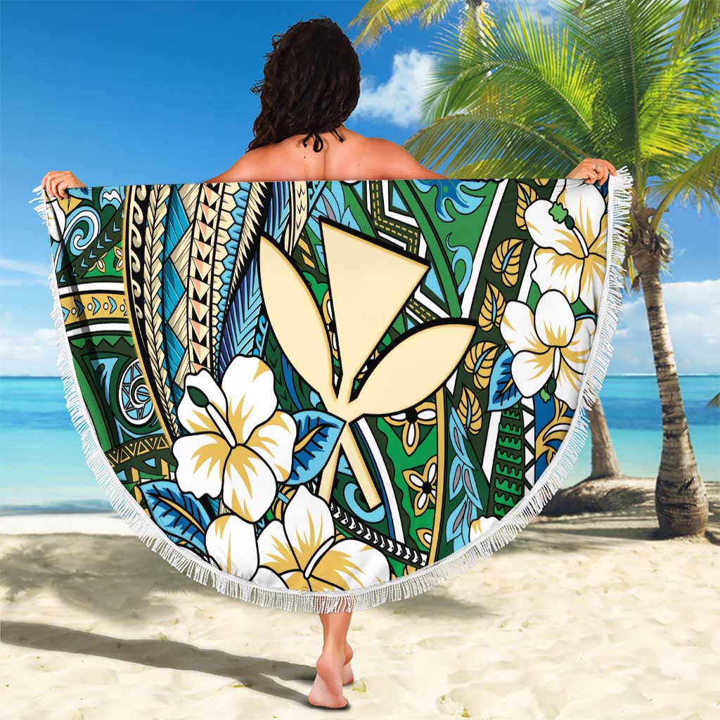 Personalised Hawaii Tribal Humpback Whale Beach Blanket Omaomao Hibiscus Seamless Pattern
