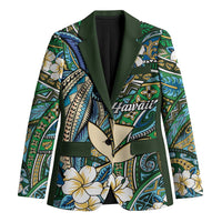 Personalised Hawaii Tribal Humpback Whale Blazer Omaomao Hibiscus Seamless Pattern