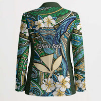 Personalised Hawaii Tribal Humpback Whale Blazer Omaomao Hibiscus Seamless Pattern