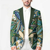Personalised Hawaii Tribal Humpback Whale Blazer Omaomao Hibiscus Seamless Pattern