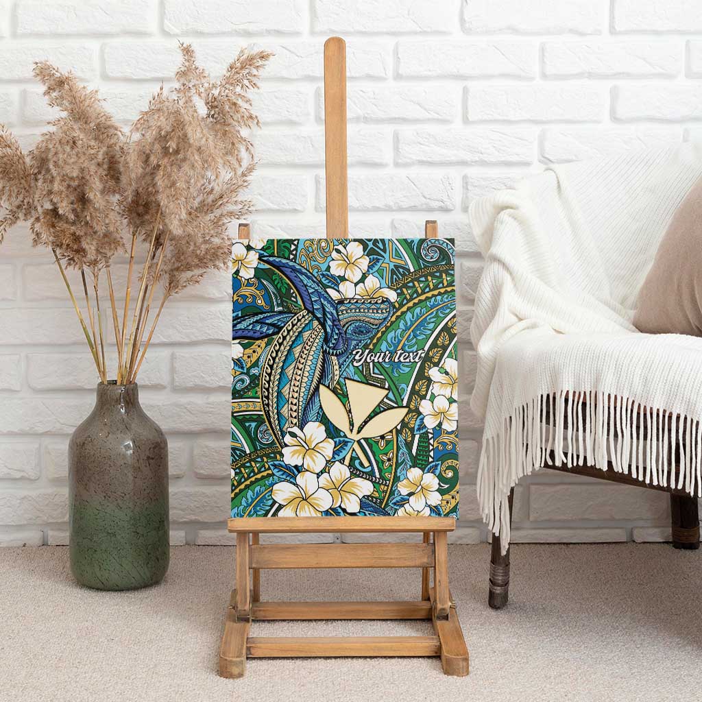 Personalised Hawaii Tribal Humpback Whale Canvas Wall Art Omaomao Hibiscus Seamless Pattern