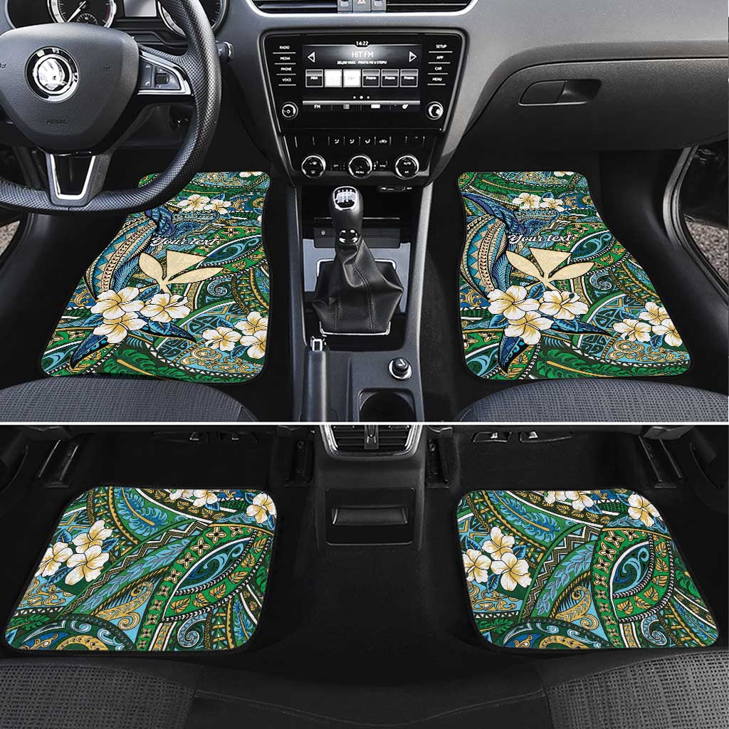 Personalised Hawaii Tribal Humpback Whale Car Mats Omaomao Hibiscus Seamless Pattern