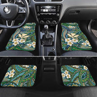 Personalised Hawaii Tribal Humpback Whale Car Mats Omaomao Hibiscus Seamless Pattern