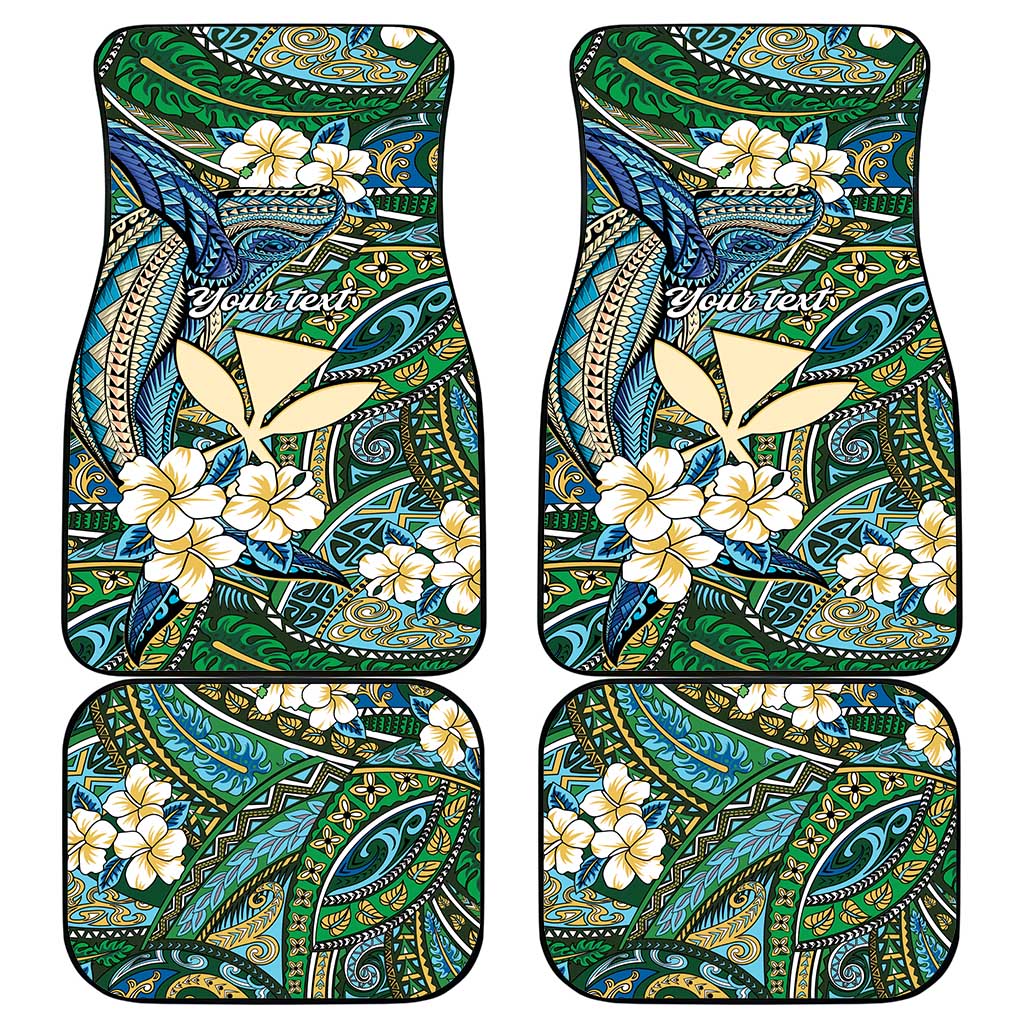 Personalised Hawaii Tribal Humpback Whale Car Mats Omaomao Hibiscus Seamless Pattern